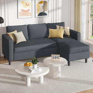 Shintenchi Modern Upholstered Sectional Sofa, L-Shaped Couch with Reversible Chaise for Living Room, New Corduroy Fabric