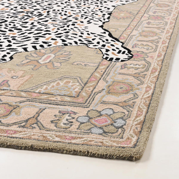 Leopard Print Wool Area Rug – Hand-Tufted, 5x8
