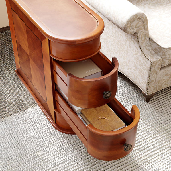 Wood End Table with 2 Drawers Slim Nightstand