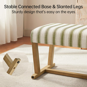 Upholstered Ottoman Bench with Cushion & Rubberwood Legs