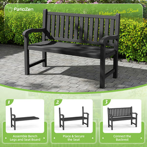 Outdoor Resin Garden Bench – 2-Person Weatherproof Patio Seat