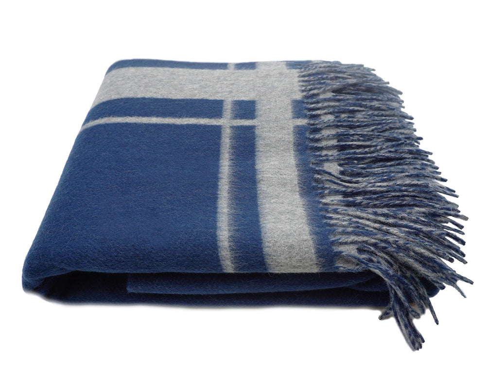 Merino Wool & Cashmere Reversible Throw Blanket with Fringe