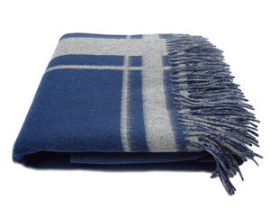 Merino Wool & Cashmere Reversible Throw Blanket with Fringe