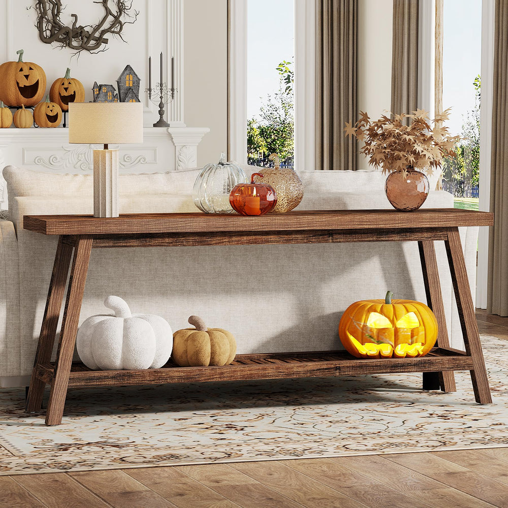 70.86-Inch 2-Tier Console Table – Farmhouse Entryway Sofa Table