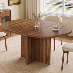 Extendable Round to Oval Dining Table 43.3"-59" | Seats 4-8