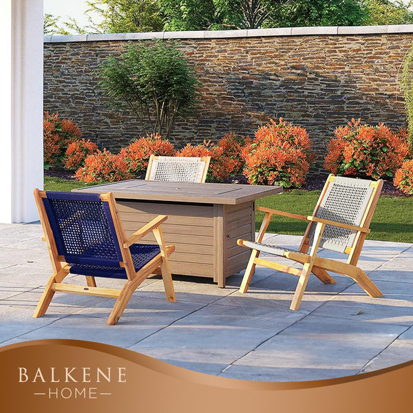 Acacia Wood Outdoor Armchair with Handwoven Seat – Natural