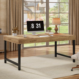 55" Industrial Executive Desk with Metal Legs