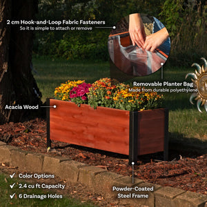 Acacia Wood Rectangular Raised Planter Box