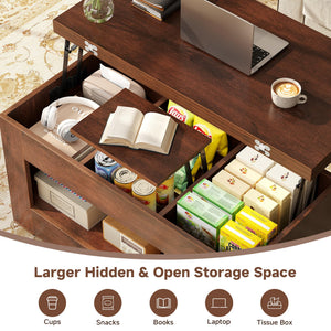 Lift Top Coffee Table 4-in-1 with Storage & Hidden Compartment
