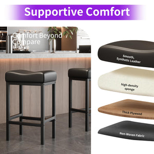 Leather Backless Bar Stools Set of 2 – Metal Frame, 300 LB Capacity