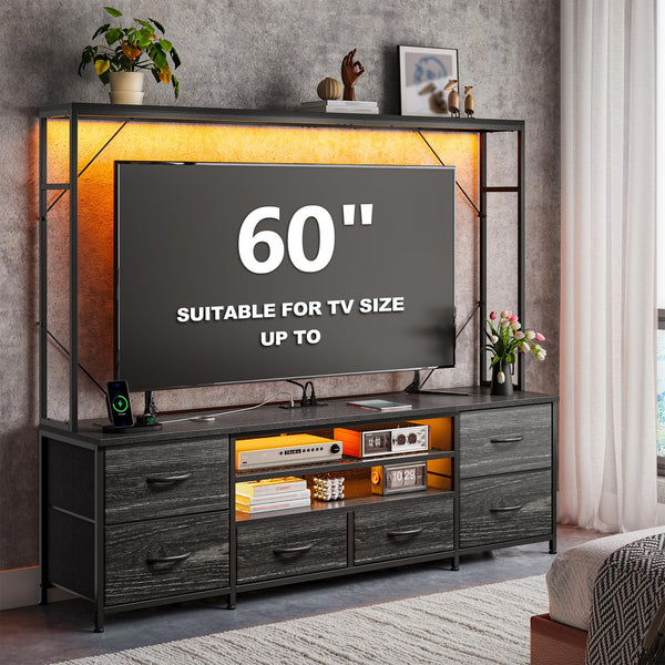 55" Entertainment Center with LED Lights & Power Outlets
