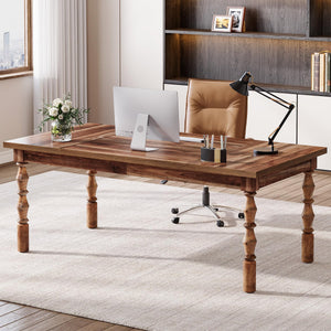 Large Executive Office Desk with Carved Turned Legs