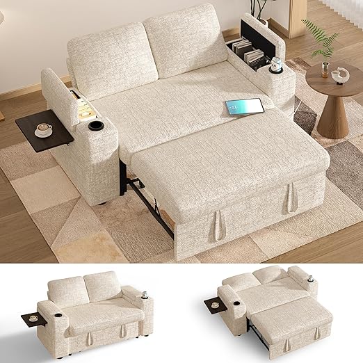 65" Convertible Loveseat Sleeper Sofa with Pull-Out Bed