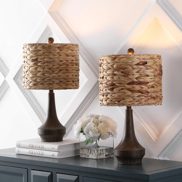 Rustic Rattan Table Lamp Set of 2