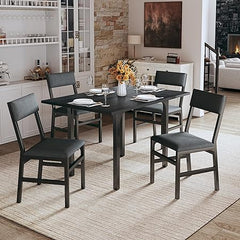 Extendable Dining Table Set for 4 with Upholstered Chairs