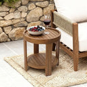 Acacia Wood Outdoor Side Table with Rope Weave