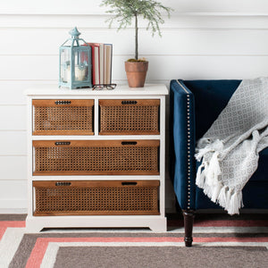 4-Drawer Storage Cabinet with Pine Wood Frame