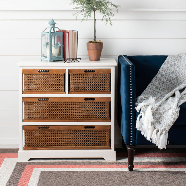 4-Drawer Storage Cabinet with Pine Wood Frame