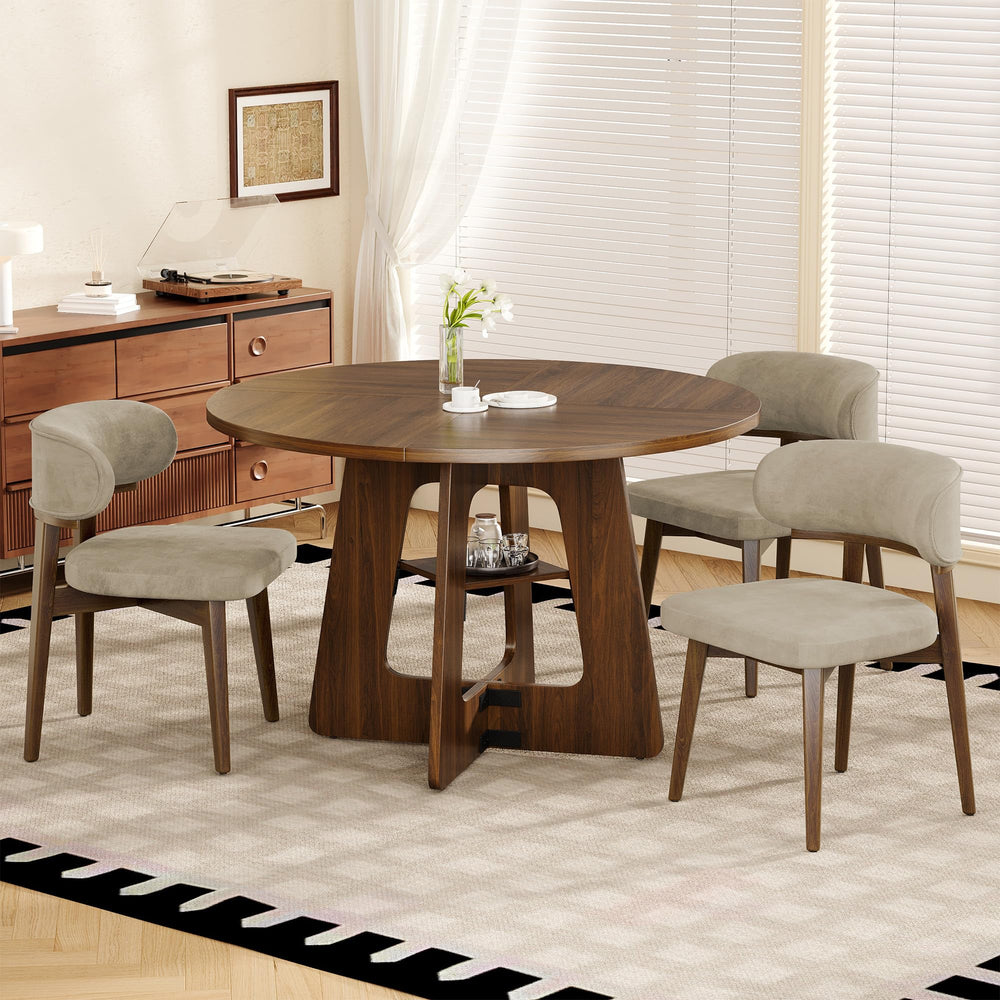 Round Dining Table 47 Inch with Under-Table Storage