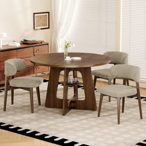 Round Dining Table 47 Inch with Under-Table Storage
