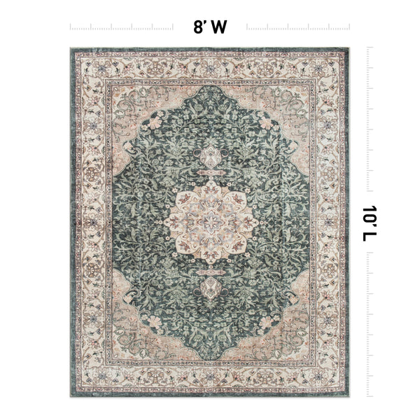 Traditional Oriental Medallion Washable Area Rug