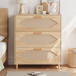 3-Drawer Rattan Dresser