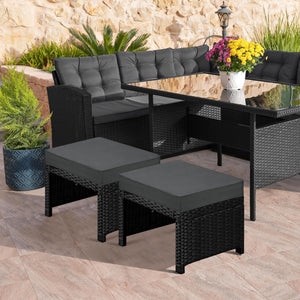 Outdoor Wicker Ottoman Set of 2 with Removable Cushion