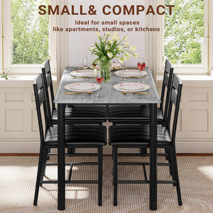 5-Piece Dining Table Set for 4 with Upholstered Chairs