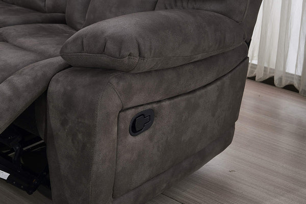 Grey Microfiber Reclining Sectional Sofa – L-Shaped, 5-Seat