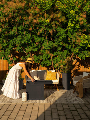 2-in-1 Outdoor Side Table with Storage Tray