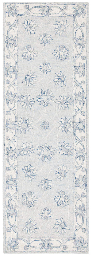 Micro-Loop Wool Runner Rug 2'3" x 7' – Light Blue & Ivory