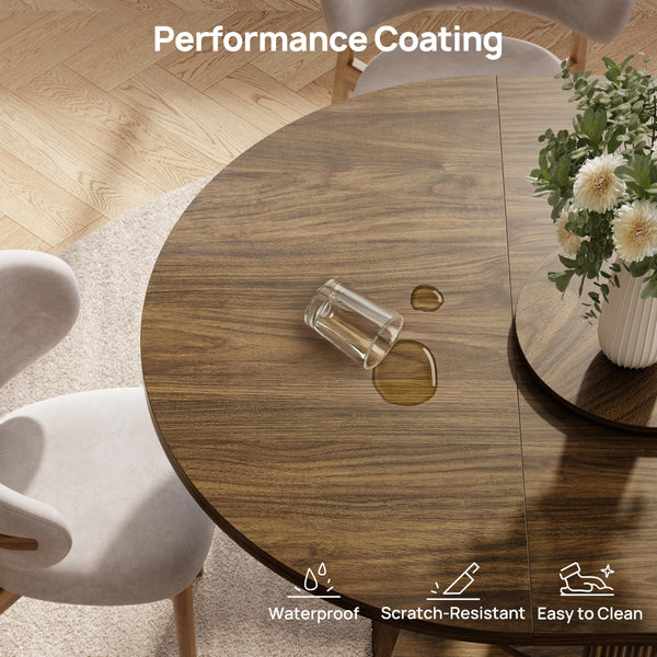 Fluted Round Extendable Dining Table 43–59 Inch