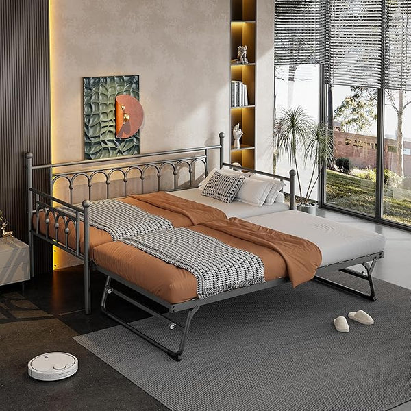 Twin Metal Daybed with Pop-Up Trundle