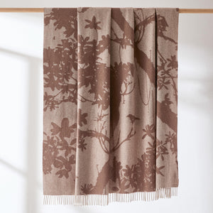 Botanical Wool Cashmere Throw Blanket — Brown, 60"W x 70"L