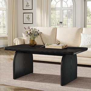 Farmhouse Coffee Table – 47" Rectangular Wood Living Room Table with Rounded Corners