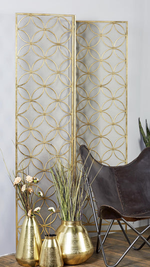 3-Panel Metal Room Divider Folding Privacy Screen