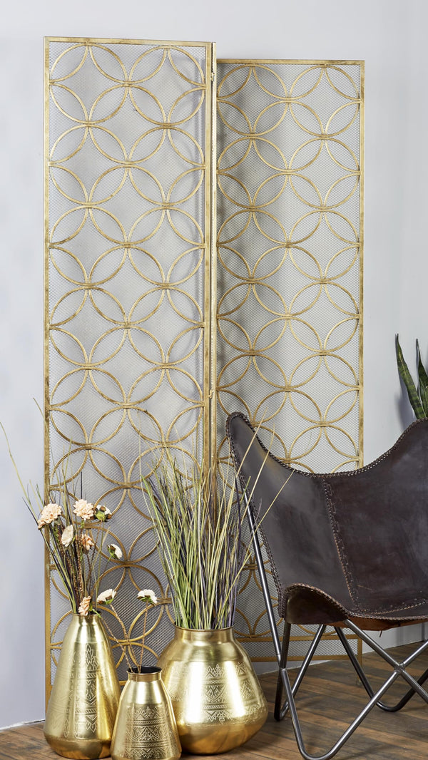 3-Panel Metal Room Divider Folding Privacy Screen