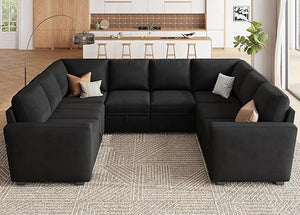 U-Shaped Modular Sectional Sofa with Storage Ottoman