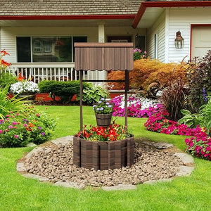 Wooden Wishing Well Planter for Outdoor Garden