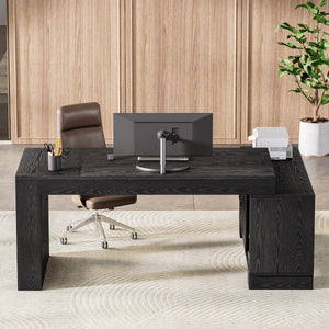 L-Shaped Executive Desk with File Cabinet