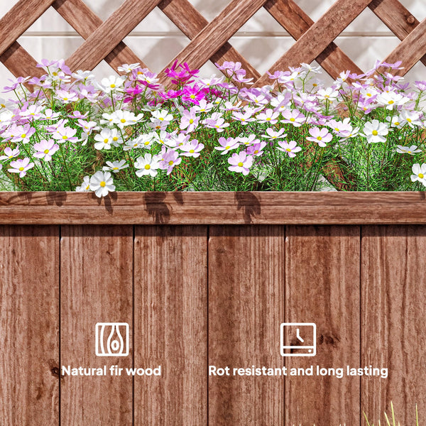 Wooden Raised Garden Bed with Trellis 59" Outdoor Planter Box with Drainage Holes