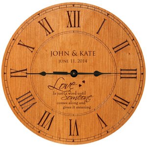 Personalized Wedding Wall Clock – Round Wood Analog Clock 12x12