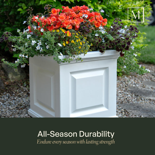 16-Inch Square Self-Watering Outdoor Planter Box, 2-Pack