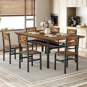 7-Piece Extendable Dining Table Set with 6 Chairs