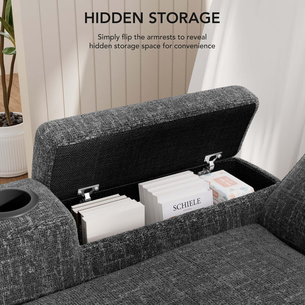 Chenille Sectional Sleeper Sofa with Storage Chaise
