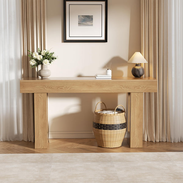 63-Inch Farmhouse Console Table – Entryway Sofa Table with Lower Shelf