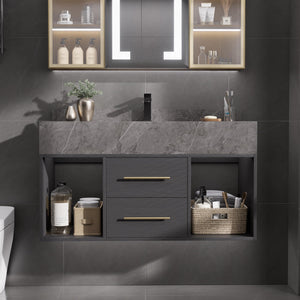 Floating Bathroom Vanity with Sintered Stone Countertop & Undermount Sink