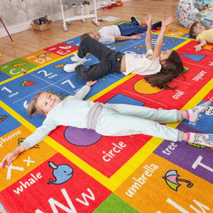 Kids Educational ABC Alphabet Numbers & Shapes Area Rug