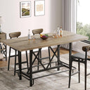 63-Inch Industrial Counter Height Bar Table with Metal Footrest