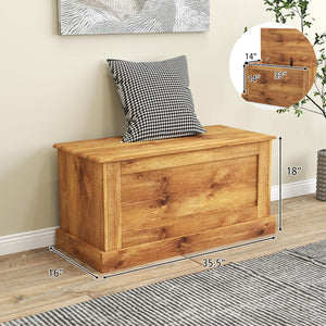35.5" Lift-Top Storage Chest – Wooden Bench with Hydraulic Strut & Metal Hinges